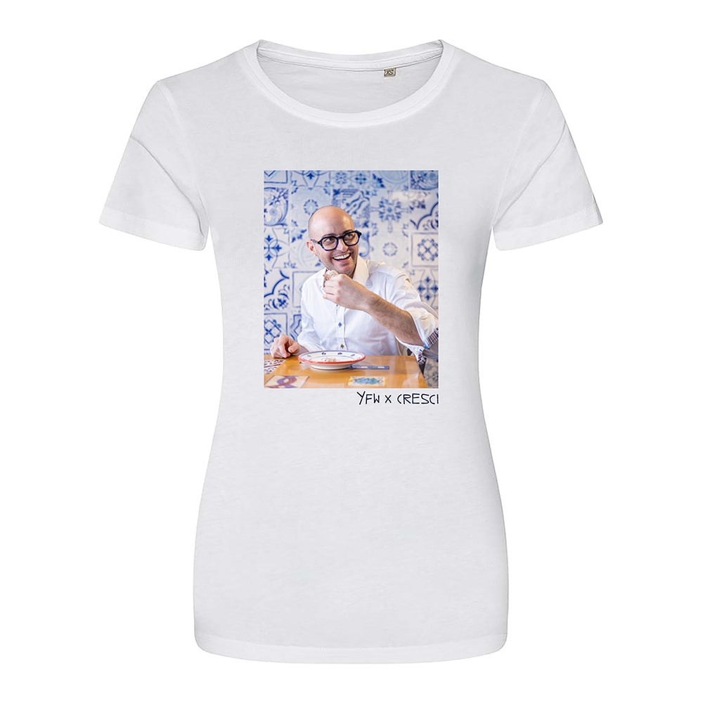 Daniele Art Print Cinched Fit White Tee