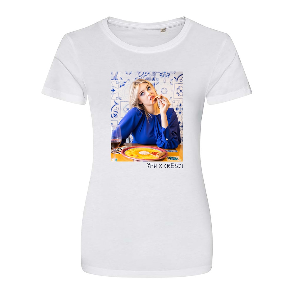 Poppy Art Print Cinched Fit White Tee